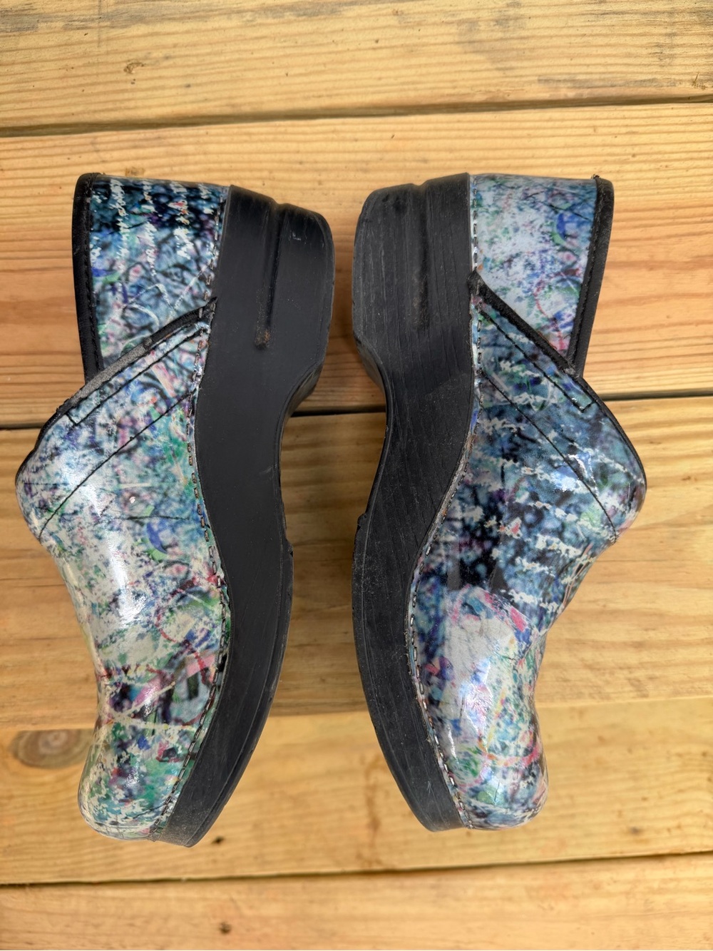 Dansko Multicolor Marble Print Clog - Blue, Green, Pink, Black